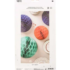 Wabenpapier Bälle blau, grün und orange von Rico Design im 3er Set