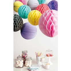 Wabenpapier Bälle Pastell in lila, mint und grau von Rico Design im 3er Set
