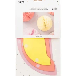 Wabenpapier Bälle Sommer in Gelb, Peach und Rosa von Rico Design im 3er Set