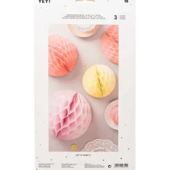 Wabenpapier Bälle Sommer in Gelb, Peach und Rosa von Rico Design im 3er Set