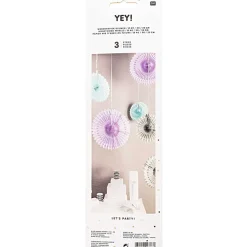 Wabenpapierblumen Pastell Mint Lila Grau von Rico Design im 3er Set