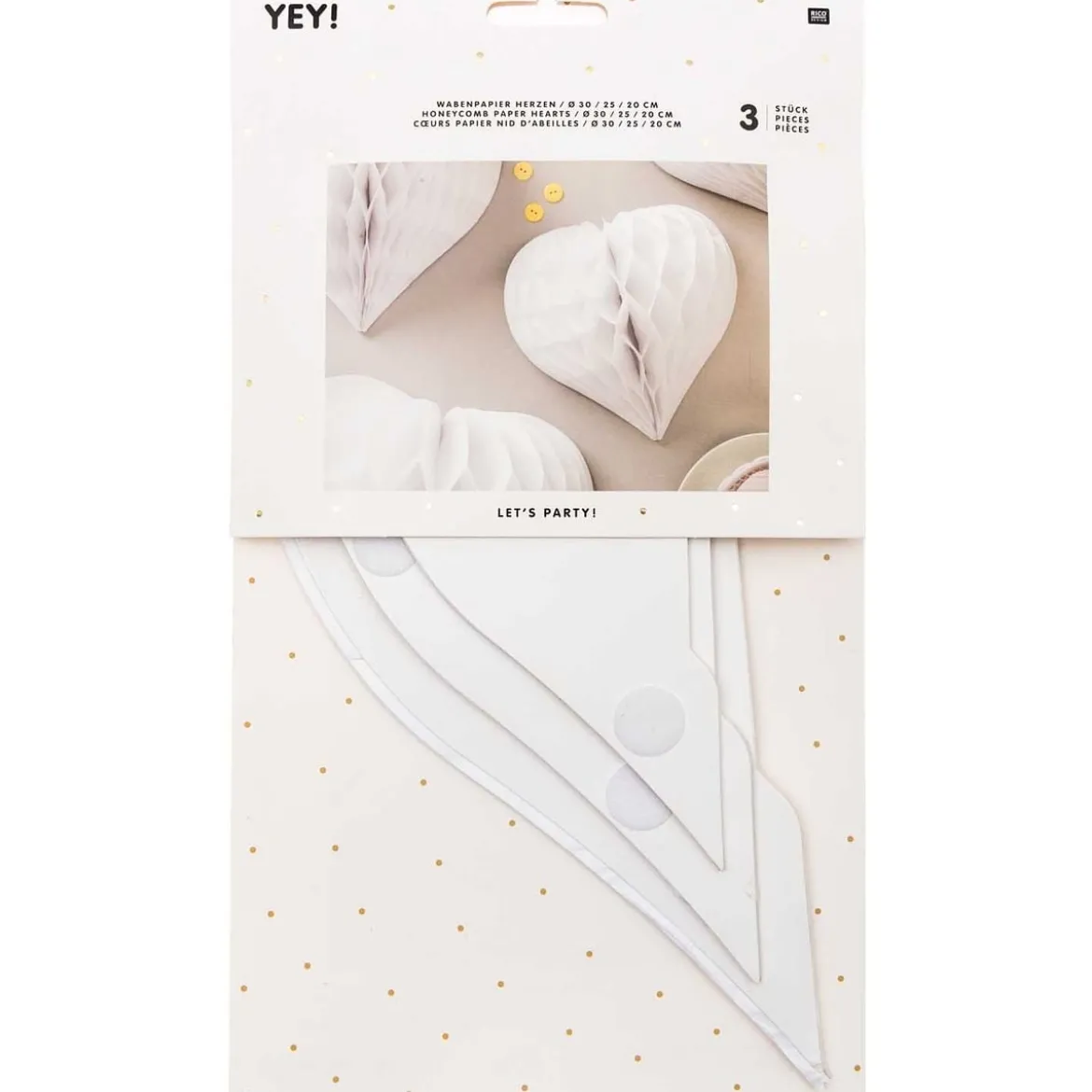 Wabenpapier Herzen weiß von Rico Design im 3er Set