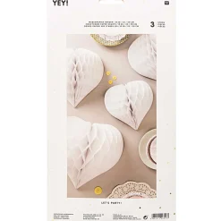 Wabenpapier Herzen weiß von Rico Design im 3er Set