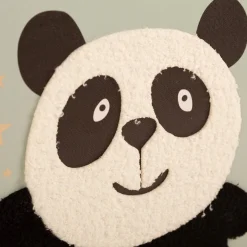 Wandbild Panda mit Stoff-Applikation im Holzrahmen mint 40x30cm