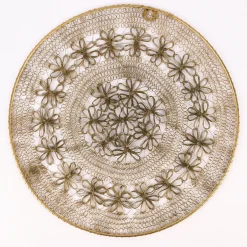 Wanddeko Dekoteller Metallgeflecht goldfarbig rund 40cm D