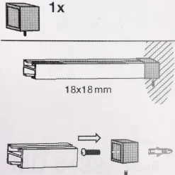 Wandlager go für eckige Profilstange 18x18mm Edelstahloptik