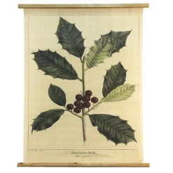 Wandteppich Stechpalme Vintage mit Holzleistern 100x80cm von Clayre & Eef,