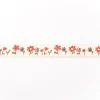 Webband Blumen Tulpen natur rot Meterware Breite: 1,5cm