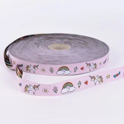 Webband Einhorn Regenbogen rosa bunt Breite: 2cm