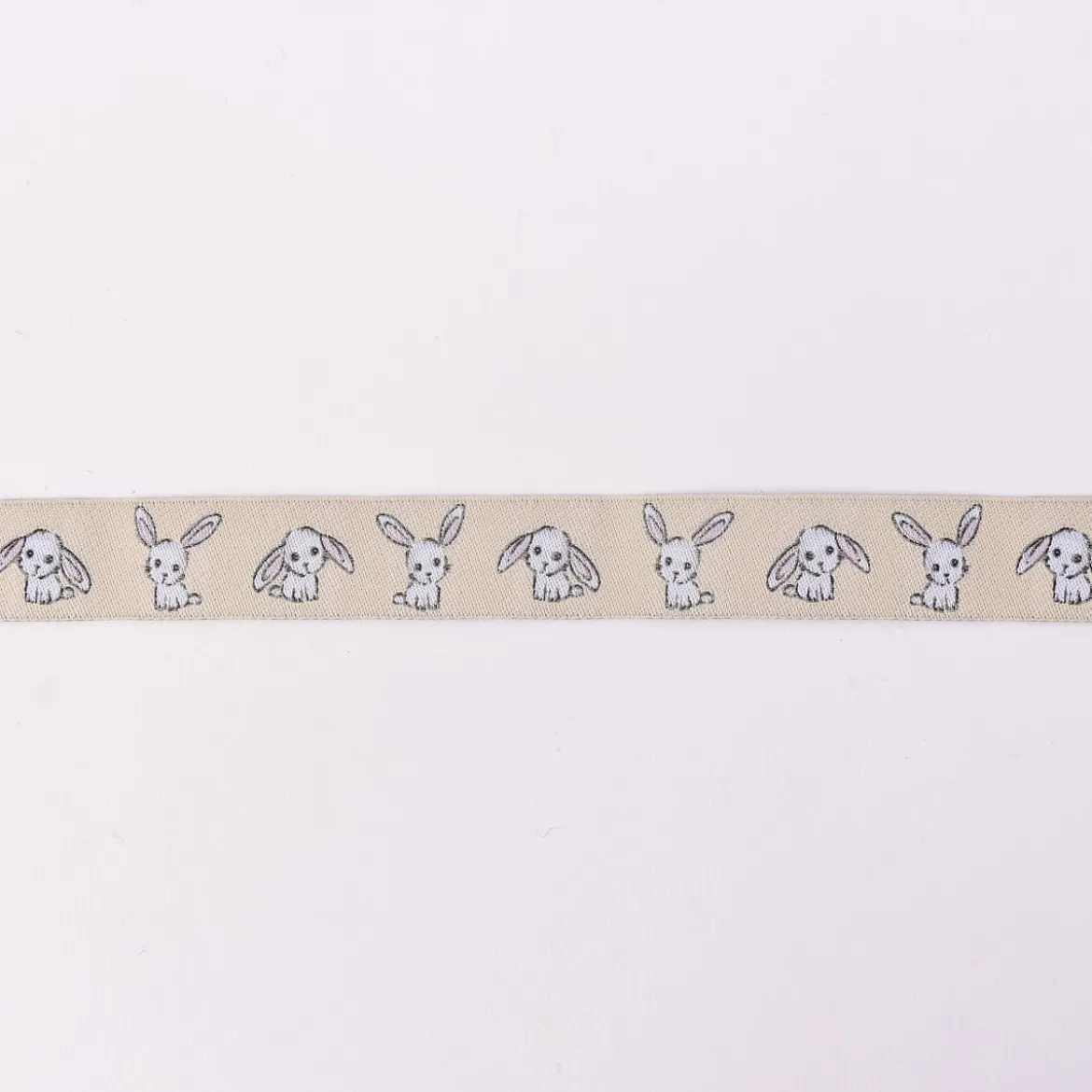 Webband Hase Bunny beige weiß rosa Breite: 2cm