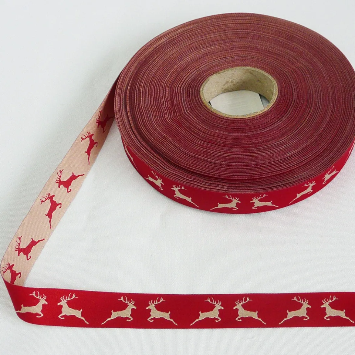 Webband Hirsch rot natur Breite: 2cm
