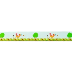 Webband Reh Bäumchen Schmetterlinge blau grün bunt Meterware Breite: 1,6cm
