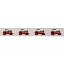 Webband Traktor grau rot Meterware Breite: 1,6cm