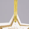 Weihnachten Deko Anhänger 3er Stern twinkle twinkle weiß goldfarbig 9x9cm