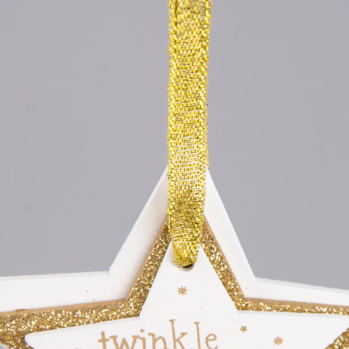 Weihnachten Deko Anhänger 3er Stern twinkle twinkle weiß goldfarbig 9x9cm