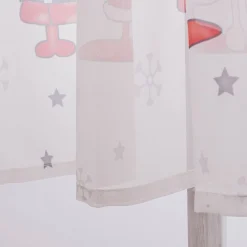 Weihnachtsgardine Bistrogardine mit Schlaufen Weihnachtsmann mit Elch 145x60cm weiß rot grau