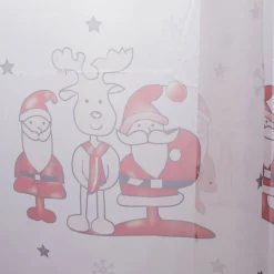 Weihnachtsgardine Bistrogardine mit Schlaufen Weihnachtsmann mit Elch 145x60cm weiß rot grau