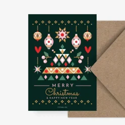 Weihnachtskarte Geometric Christmas Merry Christmas & A Happy New Year bunt 10,5x14,8cm