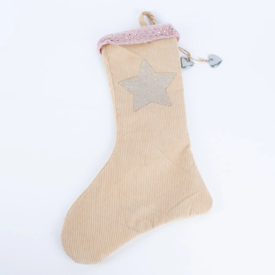 Weihnachtssocke Cordstoff mit Anhänger 40cm