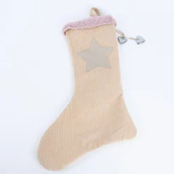 Weihnachtssocke Cordstoff mit Anhänger 40cm