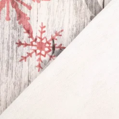 Weihnachtsstoff Baumwolle Halbpanama Hirsche & Schneeflocken grau rot 1,40m Breite
