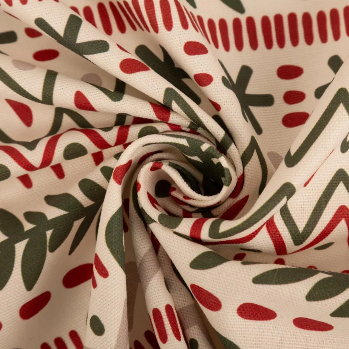 Weihnachtsstoff Baumwolle Halbpanama Skandi Zickzack Weiß Rot Grün 1,40m Breite