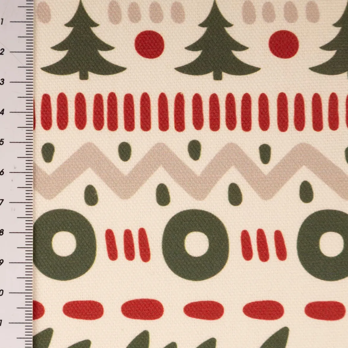 Weihnachtsstoff Baumwolle Halbpanama Skandi Zickzack Weiß Rot Grün 1,40m Breite