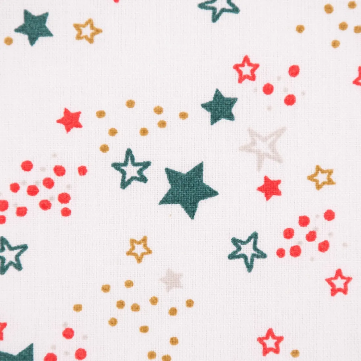 Weihnachtsstoff Baumwollstoff Webware Lyra Sterne weiß rot grün goldfarbig 1,47m Breite