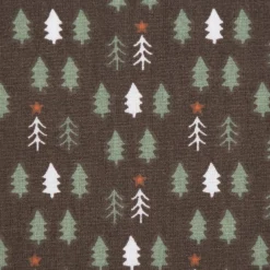 Weihnachtsstoff Baumwollstoff Webware Tsugneg Tannenbäumchen braun grün 1,47m Breite