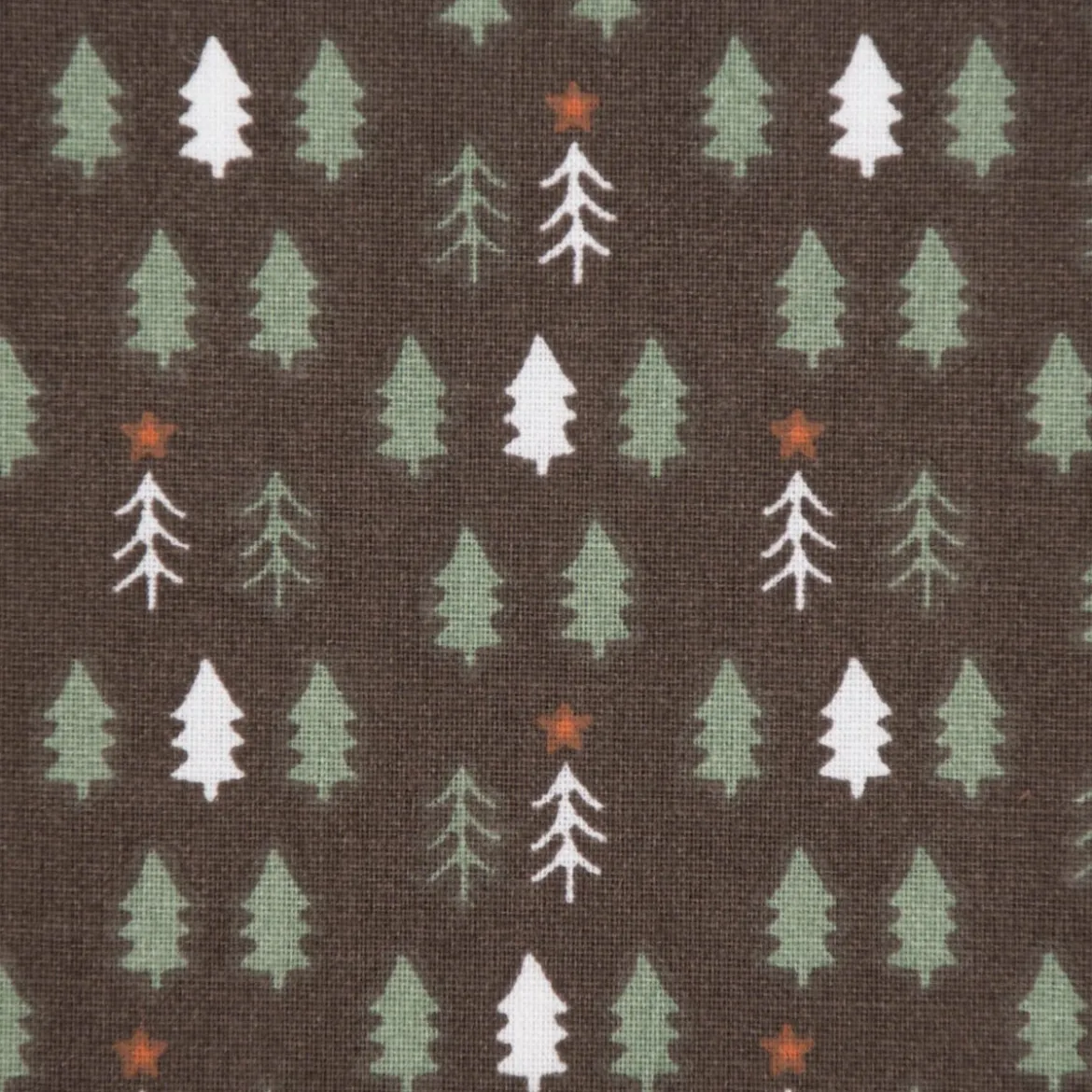 Weihnachtsstoff Baumwollstoff Webware Tsugneg Tannenbäumchen braun grün 1,47m Breite