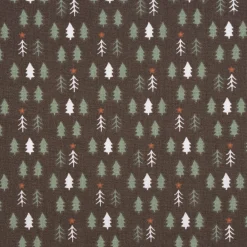 Weihnachtsstoff Baumwollstoff Webware Tsugneg Tannenbäumchen braun grün 1,47m Breite