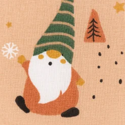 Weihnachtsstoff Baumwollstoff Webware Gnome Weihnachtswichtel lachsrosa 1,47m Breite