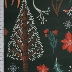 Weihnachtsstoff Baumwollstoff Digitaldruck Scandi Winter Forest dunkelgrün1,40m Breite