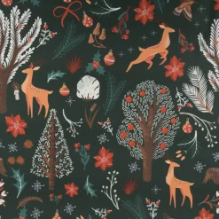 Weihnachtsstoff Baumwollstoff Digitaldruck Scandi Winter Forest dunkelgrün1,40m Breite