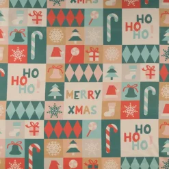 Weihnachtsstoff Baumwollstoff Digitaldruck HoHoHo! bunt 1,40m Breite