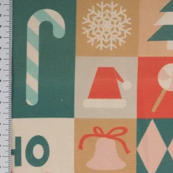 Weihnachtsstoff Baumwollstoff Digitaldruck HoHoHo! bunt 1,40m Breite