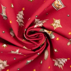 Weihnachtsstoff Baumwollstoff Popeline Allover Weihnachtsmotive rot 1,45m Breite