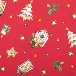 Weihnachtsstoff Baumwollstoff Popeline Allover Weihnachtsmotive rot 1,45m Breite