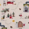 Weihnachtsstoff Dekostoff Halbpanama Leinenlook Weihnachtsmäuse Welcome Home natur rot grün 1,40m Breite