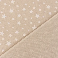 Weihnachtsstoff Dekostoff Halbpanama Leinenlook Basic Star Sternchen natur weiß 1,40m Breite