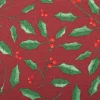 Weihnachtsstoff Dekostoff Halbpanama Holly Branch Stechpalme Zweige weinrot 1,40m Breite