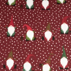 Weihnachtsstoff Dekostoff Halbpanama Jolly Tomte Wichtel Gnome weinrot 1,40m Breite