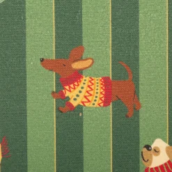 Weihnachtsstoff Dekostoff Halbpanama Digitaldruck Dog Frost Friends Hunde Winter dunkelgrün 1,40m Breite
