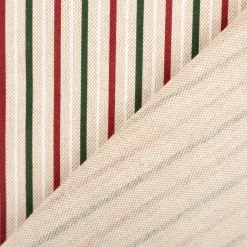 Weihnachtsstoff Dekostoff Halbpanama Leinenlook Little Xmas Stripe Streifen natur rot grün 1,40m Breite