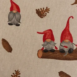 Weihnachtstischdecke Leinenlook Tomte Weihnachtswichtel natur rot verschiedene Größen von SCHÖNER LEBEN.