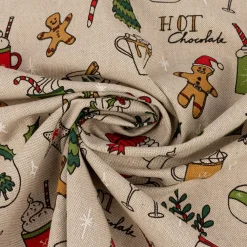 Weihnachtstischdecke Leinenlook Christmas Doodle Weihnachtsmotive natur bunt verschiedene Größen von SCHÖNER LEBEN.
