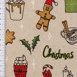 Weihnachtstischdecke Leinenlook Christmas Doodle Weihnachtsmotive natur bunt verschiedene Größen von SCHÖNER LEBEN.
