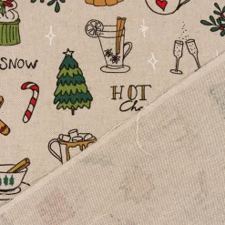 Weihnachtstischdecke Leinenlook Christmas Doodle Weihnachtsmotive natur bunt verschiedene Größen von SCHÖNER LEBEN.