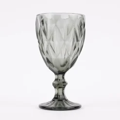 Weinglas Diamantmuster geprägt Glas anthrazit 17x9cm