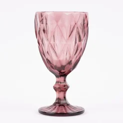 Weinglas Diamantmuster geprägt Glas lila 17x9cm